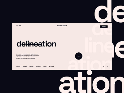 Delineation | Creative agency black dailyui design first screen main screen pink ui webdesign