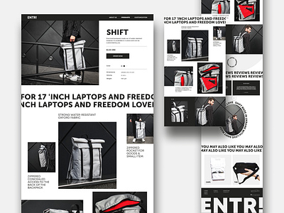 Entr! | Backpacks and accessories accessories backpacks bags corporate website design e commerce onlie store online shop product page shop store ui webdesign