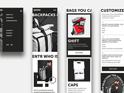 Entr! | Online store | Bags & accessories accessories bags dailyui design e commerce mobile online store shop ui webdesign