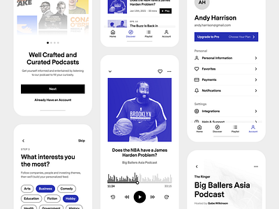 Podcast Platform App - UI Concept #4 minimal mobile app mobile app design mobile application onboarding player podcast podcasting podcasts ui