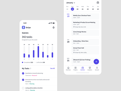 Team Management App Concept app calendar chart graph management minimal mobile app productivity schedule tasks team ui