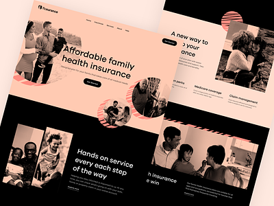 Flosurance - Landing Page Alternative corporate duo tone health insurance landing page people typography ui web web design website