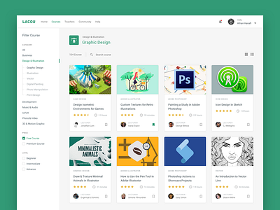 Lacou - Course app class clean course dashboard minimal skill ui ux