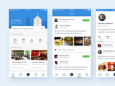 Fudigo - Restaurant App | Exploration app blue eat food ios minimal restaurant review ui