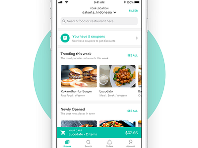 Browse Restaurants app browse clean food minimal restaurant