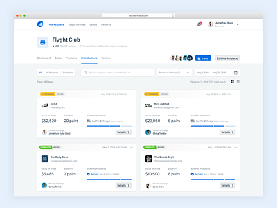 Distributions dashboard distributions finance marketplace minimal sales shipping store