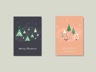 Christmas and New Year Greeting Cards christmas christmas card christmas tree design holiday illustration new year vector