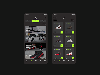 Sneakers Online store - Mobile App air jordan app concept app design apple design iphone x minimal sneakers ui web