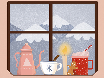 Hot beverage and snow christmas design digital art digital illustration illustration illustration art vector art vector illustration winter