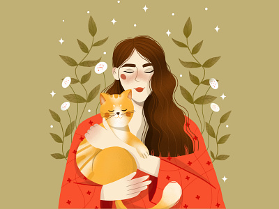 Grl with ginger cat