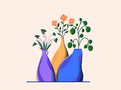 Vases with plants character character design design digital art digital illustration illustration illustration art vector vector art vector illustration