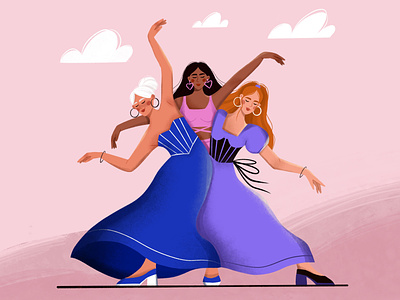 Dancing ladies character character design design digital art digital illustration illustration illustration art vector vector art vector illustration