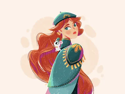 Dtys by Aurelien Galvan animal beige beret christmas colors comercial cute girl green illustration military minimal mouse nutcracker orange pet redhaired small sward uniform