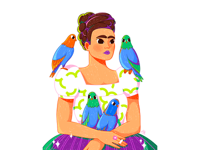 Frida Khalo character characterdesign colors comercial design dress flat frida girl illustration khalo masterpiece minimal painter