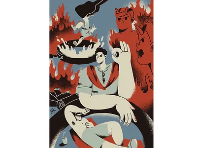 Illustration by Edward Lear’s poem character comercial demon design evil flat fry glasses illustration magazine man metaphor minimal oil ok okay pan poem sun sunbathe