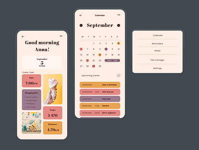 Planner App UI 2/2 calendar ui daily 100 challenge dailyui dailyuichallenge design illustration mobileappdesign planner planner app planner app ui planner app ui planner template ui ui design uidesign