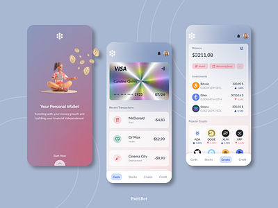 Personal Wallet Application banking app crypto daily 100 challenge dailyui dailyuichallenge ui ui design uidesign