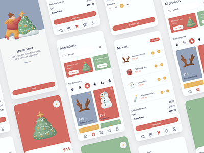 🎄Christmas - Ecommerce App christmas daily 100 challenge dailyui dailyuichallenge design ecommerce illustration ui ui design uidesign