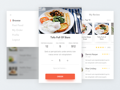 Food App app food ios menu minimal order review ui