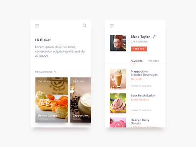 Loyalty App app clean food ios loyalty minimal profile ui