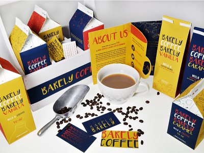 Barely Coffee • Brand Identity adobe illustrator adobe indesign brand identity branding coffee design graphic design package design packaging print design