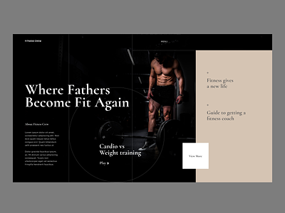 Fitness Crew fitness landing screen ui web design