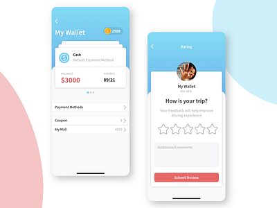 App Design Concept app design branding clean design flat illustration minimal rating type typography ui ux wallet