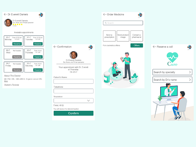 Medical App ( Cure ) design ui user interface ux