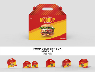 Food Delivery Box Mockup box box mockup delivery box mockup packaging packaging box paper box paper box mockup