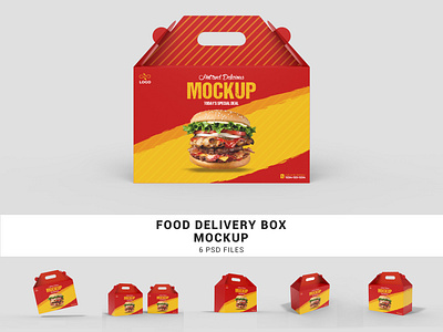 Food Delivery Box Mockup box box mockup delivery box mockup packaging packaging box paper box paper box mockup