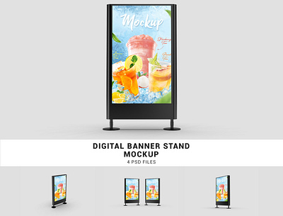 Digital Banner Stand Mockup advertising banner banner mockup branding branding mockup digital banner marketing mockup promotional mockup psd psd mockup