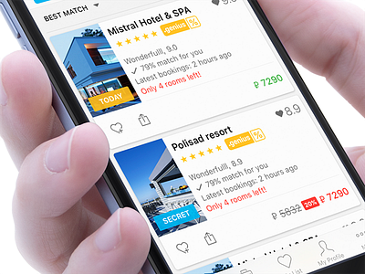 Booking.com List View Concept booking.com concept ios iphone redesign