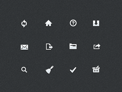 Icons Set basket check clean email group help home inbox move search share sync