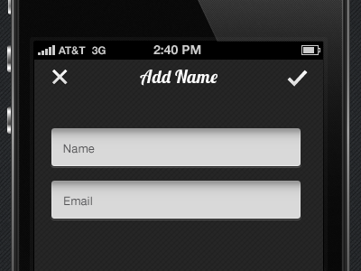 Add Name cancel custom done ios iphone mobile nav bar ui