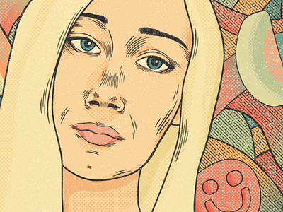 Sour Sister Detail comic book cover detail halftone illustration lineart portrait poster procreate stylized
