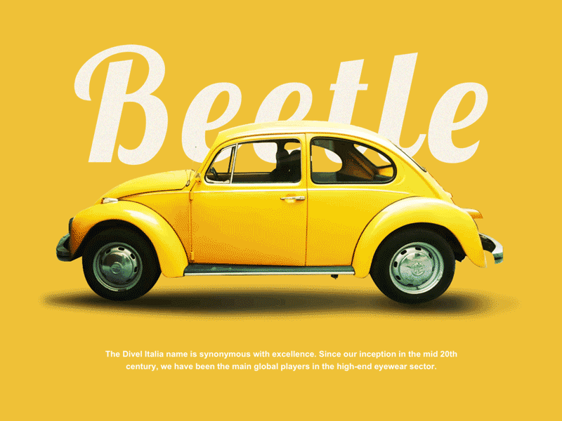 Landing Page/ Beetle car animation car design modeling ui web