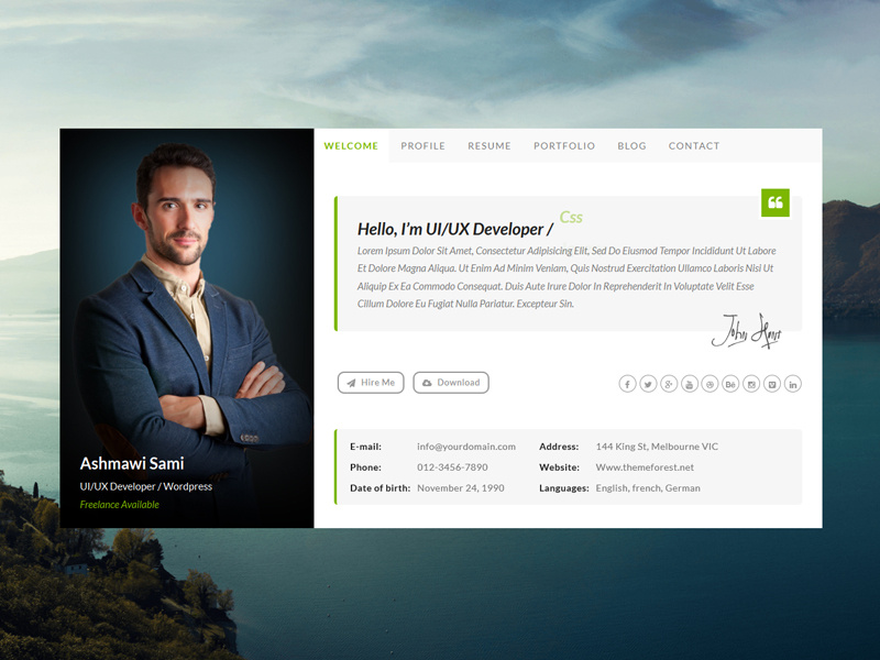 Riche Vcard Personal Html Template By Ashmawi Sami Riche Vcard Personal Html Template