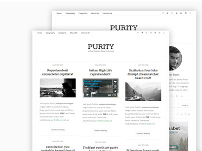 Purity - Clean & Minimal Blog WordPress Theme blog blogging clean creative instagram masonry minimal modern personal read readability typography