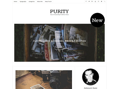 Purity - A Responsive WordPress Blog Theme blog blogging clean creative instagram masonry minimal modern personal read readability typography