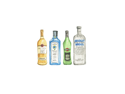 Items Illustrations Sample #1 alcohol branding drawing drawings hand drawn illustration painting tiles watercolor