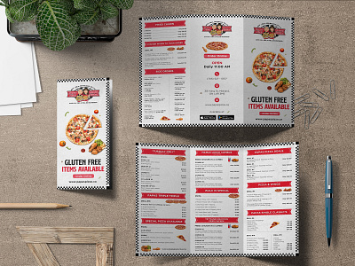 Trifold Menu Design for Pizza branding graphic design