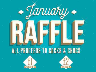 January Raffle charity raffle typography vintage