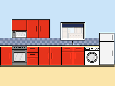 Kitchen Illustration flat fridge illustration kitchen mortgages oven simple