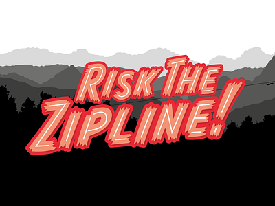 Risk the Zipline design illustration monster type typography vector zipline