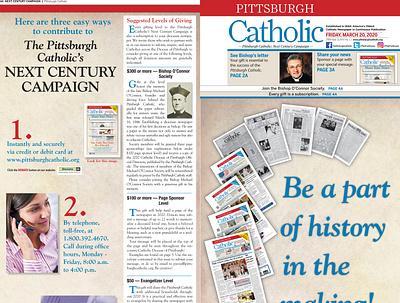 2020 Pittsburgh Catholic Next Century Campaign wrap cover design history indesign newspapers non profit photography