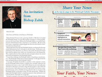 2020 Pittsburgh Catholic Next Century Campaign inside pages design indesign newspapers non profit