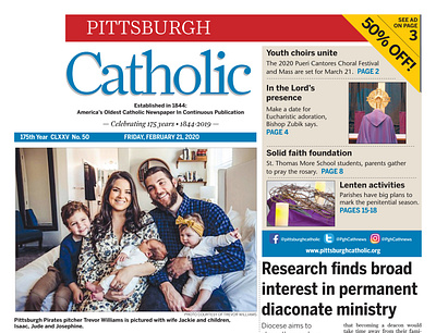 Pittsburgh Catholic, February 21, 2020 design indesign newspapers non profit photography typography