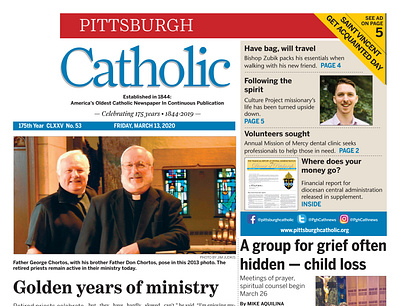 Pittsburgh Catholic, Friday, March 13, 2020 design indesign newspapers non profit typogaphy