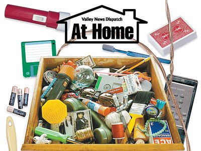 At Home Magazine feature story on junk clutter cover design junk drawer newspapers photography valley news dispatch