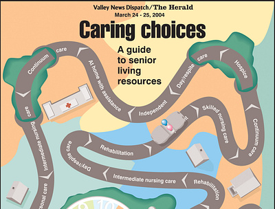 Caring Choices design game of life illustration illustrator newspapers resources senior living valley news dispatch